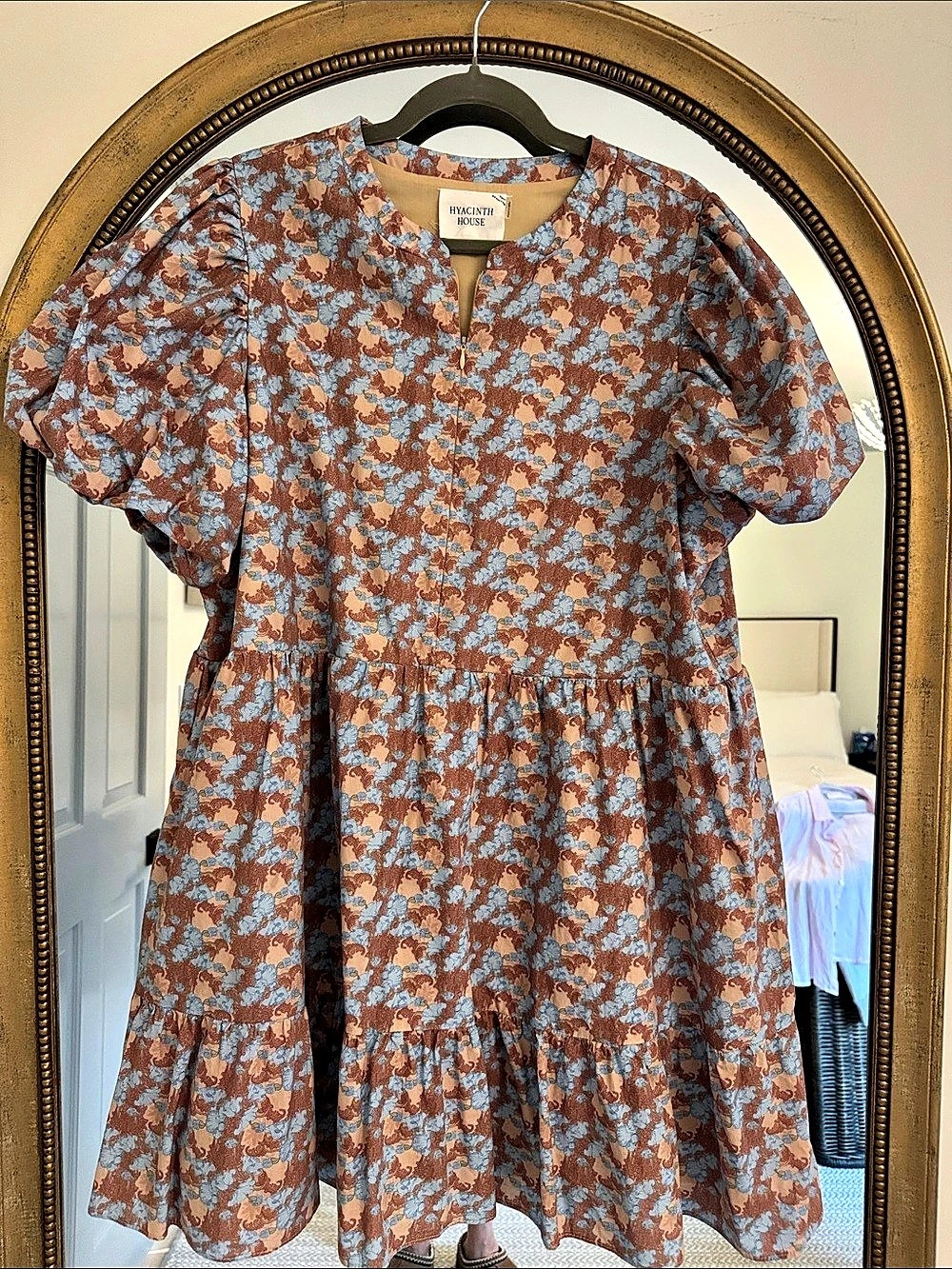 Hyacinth House Floral Mini Dress Brown & Blue XL